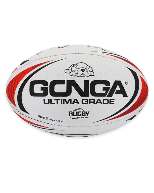 Gonga Rugby Ultima Stripes Red/Black size 5 Digi Grip