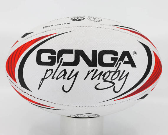 Gonga Rugby Ultima Stripes Red/Black size 5 Digi Grip