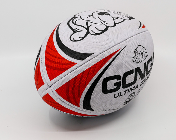 Gonga Rugby Ultima Stripes Red size 5 Digi Grip