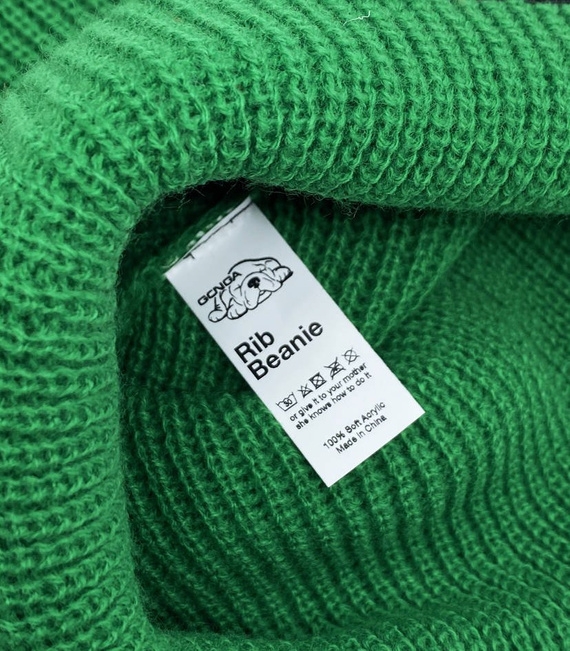 GONGA RIB BEANIE Lime  bright tag