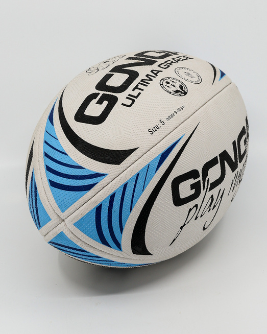 Gonga Rugby Ultima Stripes Light Blue size 5 Digi Grip