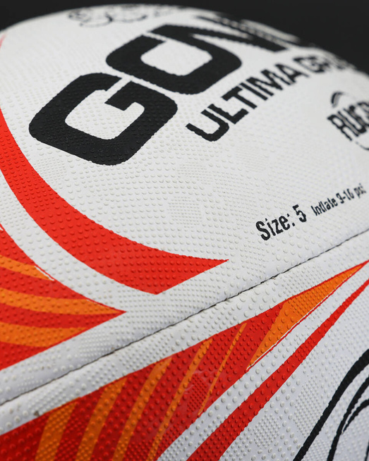 Gonga Rugby Ultima Stripes Red/Yellow size 5 Digi Grip